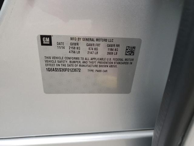 1G6AS5S36F0123672 - 2015 CADILLAC CTS PERFORMANCE COLLECTION Серебристый фото 12