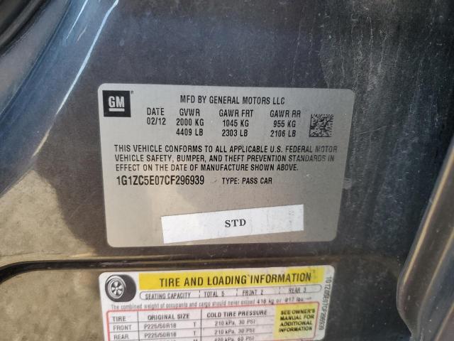 1G1ZC5E07CF296939 - 2012 CHEVROLET MALIBU 1LT Grafitowy zdjęcie 12