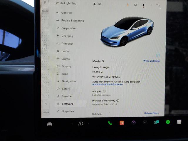 5YJSA1E55MF429285 - 2021 TESLA MODEL S Սպիտակ լուսանկար 9