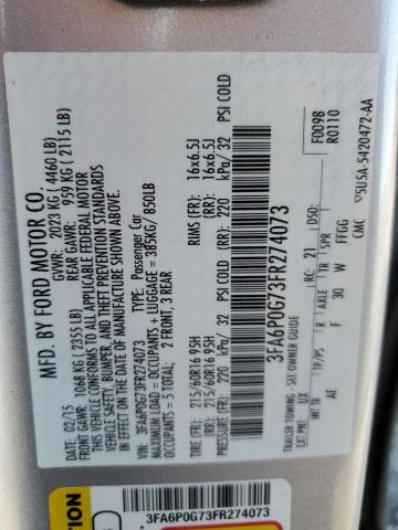 3FA6P0G73FR274073 - 2015 FORD FUSION S SILVER photo 13