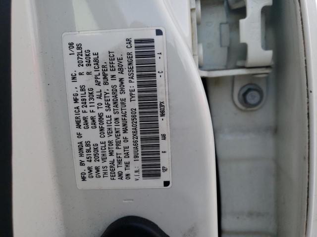 19UUA662X6A025602 - 2006 ACURA 3.2TL WHITE photo 12