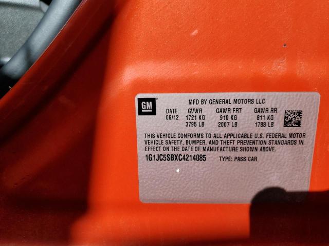 1G1JC5SBXC4214085 - 2012 CHEVROLET SONIC LT ORANGE photo 12