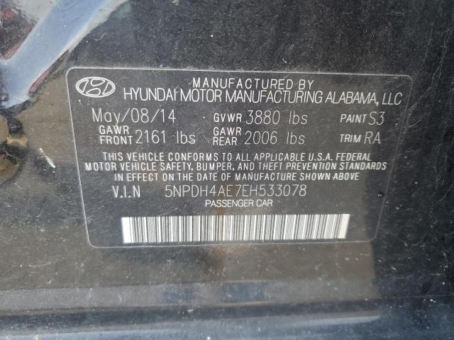 5NPDH4AE7EH533078 - 2014 HYUNDAI ELANTRA SE BLACK photo 13