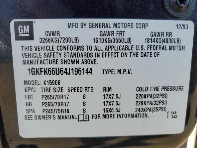 1GKFK66U64J196144 - 2004 GMC YUKON XL DENALI CHARCOAL photo 13