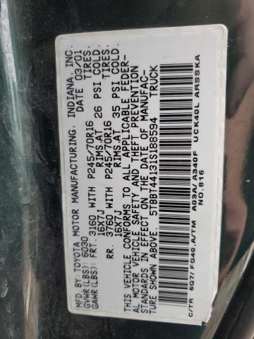 5TBBT44131S188594 - 2001 TOYOTA TUNDRA ACCESS CAB 绿色 照片 13