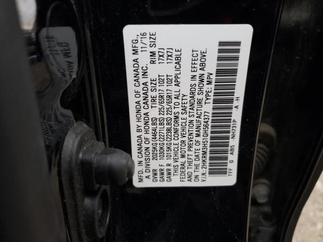 2HKRM3H51GH564377 - 2016 HONDA CR-V EX BLACK photo 14