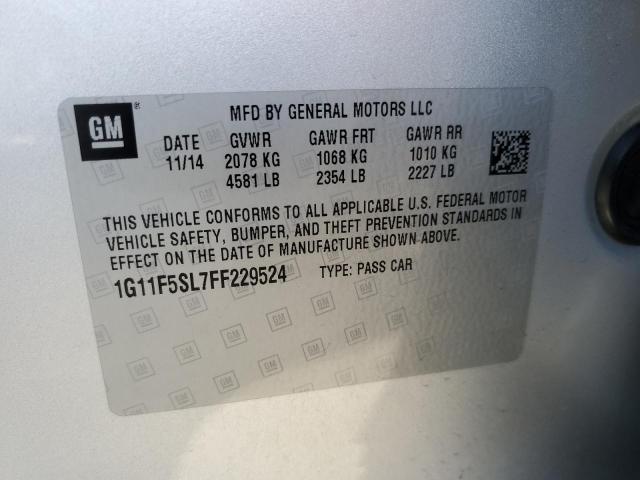 1G11F5SL7FF229524 - 2015 CHEVROLET MALIBU LTZ ვერცხლისფერი ფოტო 12