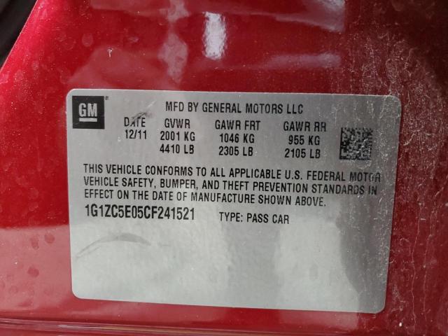 1G1ZC5E05CF241521 - 2012 CHEVROLET MALIBU 1LT RED photo 12