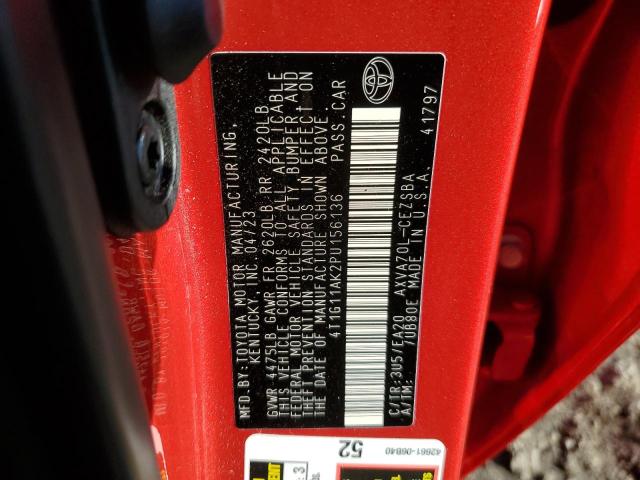 4T1G11AK2PU156136 - 2023 TOYOTA CAMRY SE NIGHT SHADE RED photo 12