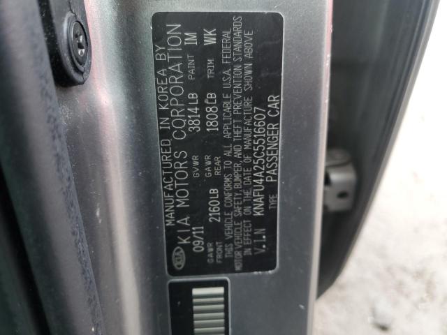 KNAFU4A25C5516607 - 2012 KIA FORTE EX GRAY photo 12