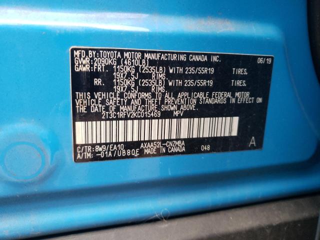 2T3C1RFV2KC015469 - 2019 TOYOTA RAV4 XLE PREMIUM BLUE photo 13