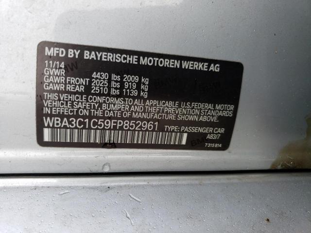 WBA3C1C59FP852961 - 2015 BMW 328 I SULEV SILVER photo 12