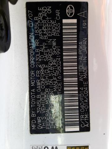 JTKDE167580241991 - 2008 TOYOTA SCION TC თეთრი ფოტო 13