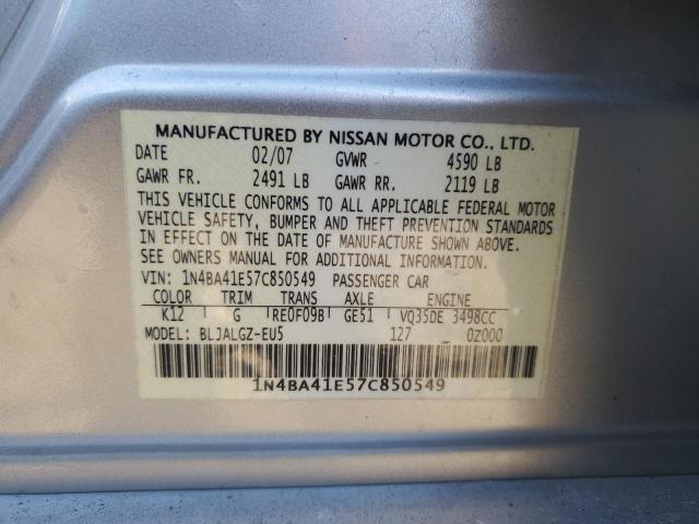 1N4BA41E57C850549 - 2007 NISSAN MAXIMA SE SILVER photo 13