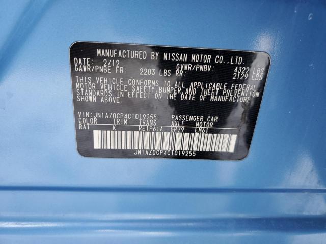 JN1AZ0CP4CT019255 - 2012 NISSAN LEAF SV BLUE photo 12