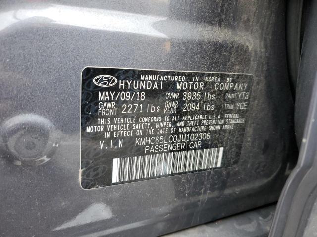 KMHC65LC0JU102306 - 2018 HYUNDAI IONIQ BLUE GRAY photo 13