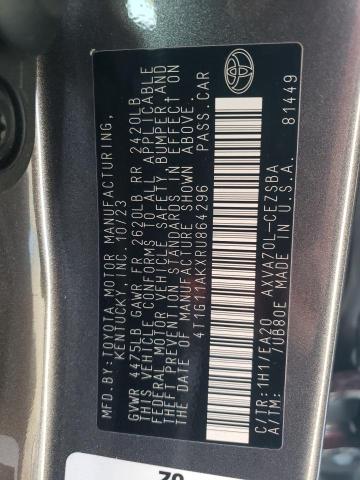 4T1G11AKXRU864296 - 2024 TOYOTA CAMRY SE NIGHT SHADE GRAY photo 12