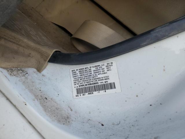 5FNRL38789B408603 - 2009 HONDA ODYSSEY EXL WHITE photo 14