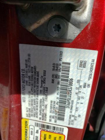 3FA6P0LU2DR378806 - 2013 FORD FUSION SE HYBRID RED photo 12