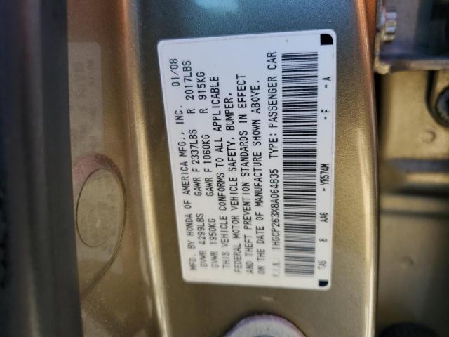 1HGCP263X8A064835 - 2008 HONDA ACCORD LX TAN photo 12