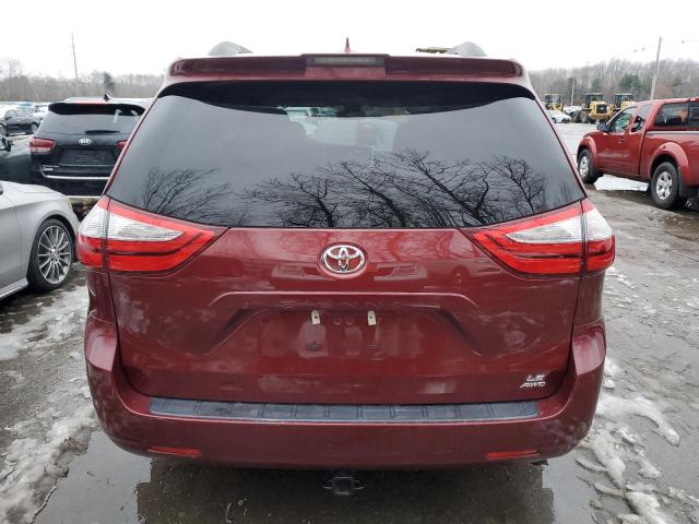 5TDJZ3DC6KS218900 - 2019 TOYOTA SIENNA LE BURGUNDY photo 6