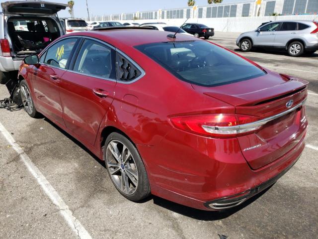 3FA6P0K92HR313005 - 2017 FORD FUSION TITANIUM RED photo 3