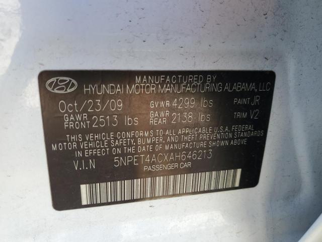 5NPET4ACXAH646213 - 2010 HYUNDAI SONATA GLS WHITE photo 12