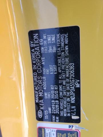 KNDJP3A51G7306363 - 2016 KIA SOUL + YELLOW photo 12