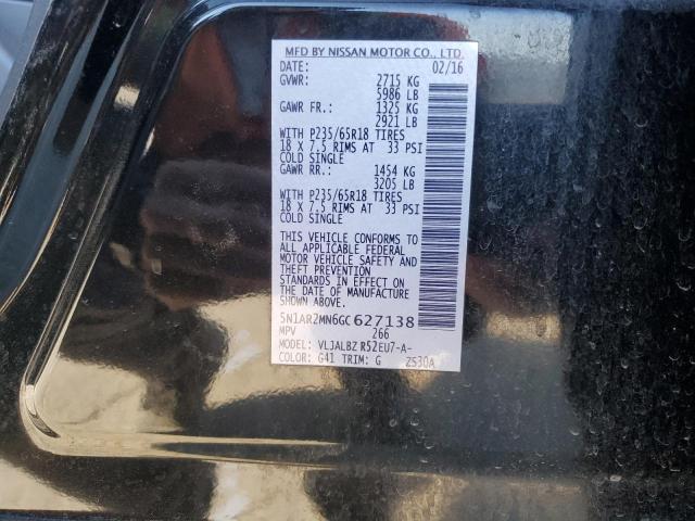 5N1AR2MN6GC627138 - 2016 NISSAN PATHFINDER S BLACK photo 13