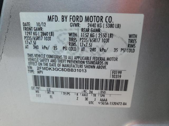 2FMDK3GC8DBB31013 - 2013 FORD EDGE SE BLACK photo 13