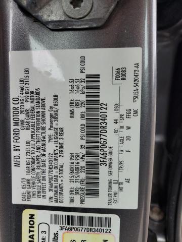 3FA6P0G77DR340122 - 2013 FORD FUSION S GRAY photo 12