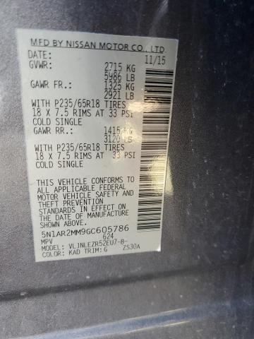 5N1AR2MM9GC605786 - 2016 NISSAN PATHFINDER S CHARCOAL photo 13