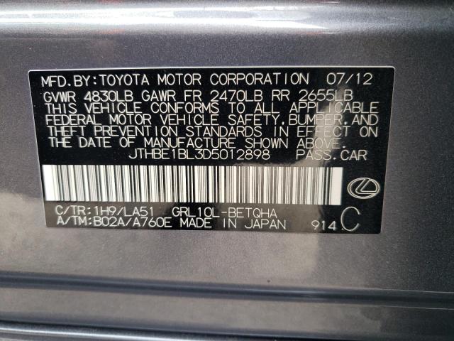 JTHBE1BL3D5012898 - 2013 LEXUS GS 350 GRAY photo 13