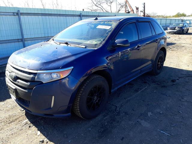 2FMDK4AK7CBA85839 - 2012 FORD EDGE SPORT BLUE photo 1