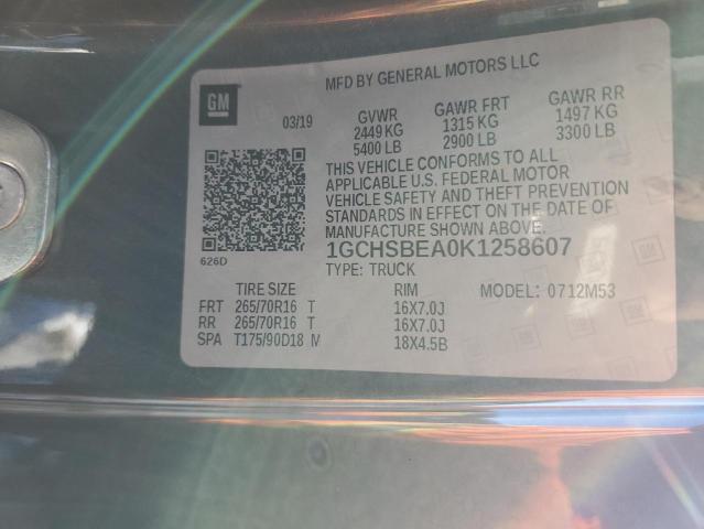 1GCHSBEA0K1258607 - 2019 CHEVROLET COLORADO BLUE photo 12