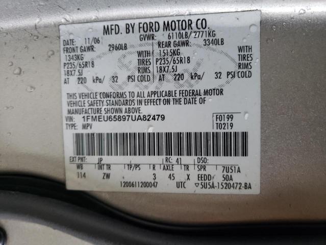 1FMEU65897UA82479 - 2007 FORD EXPLORER LIMITED SILVER photo 13