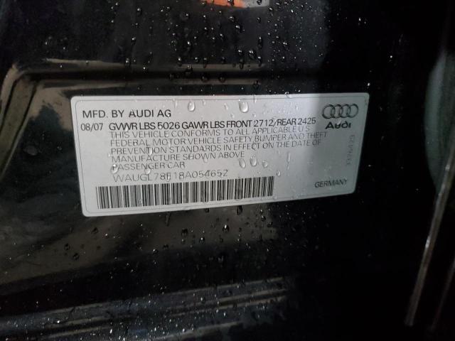 WAUGL78E18A054652 - 2008 AUDI S4 QUATTRO BLACK photo 12