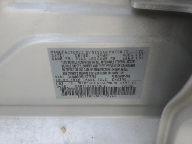 3N1AB8CV8LY278761 - 2020 NISSAN SENTRA SV SILVER photo 12