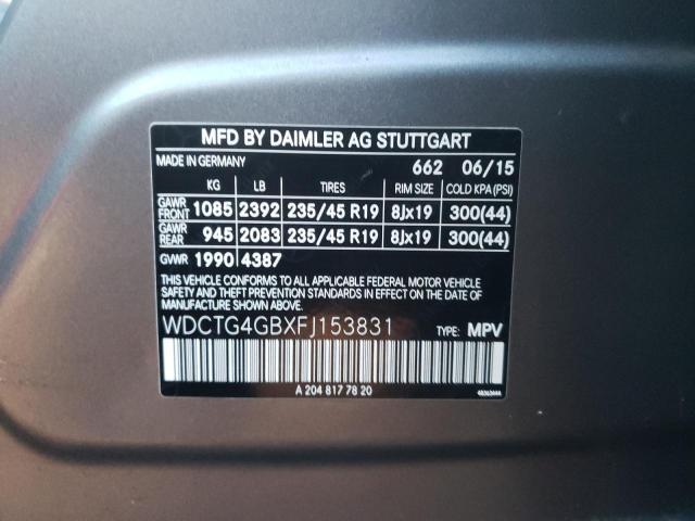 WDCTG4GBXFJ153831 - 2015 MERCEDES-BENZ GLA 250 4MATIC GRAY photo 13