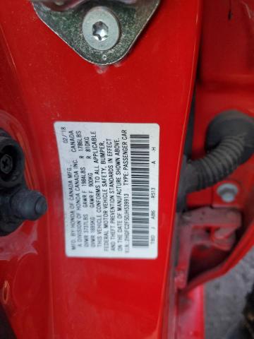 2HGFC2F50JH539913 - 2018 HONDA CIVIC LX RED photo 13