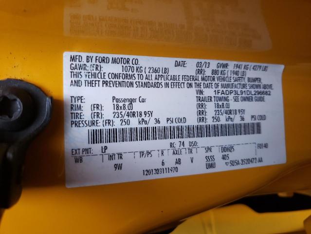 1FADP3L91DL296682 - 2013 FORD FOCUS ST YELLOW photo 12