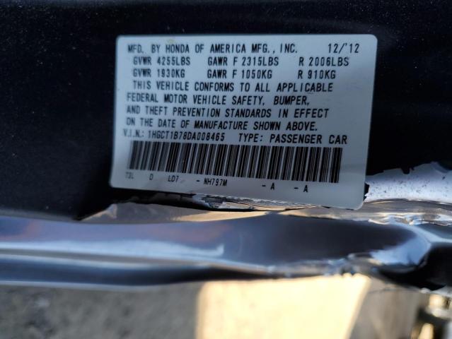 1HGCT1B78DA008465 - 2013 HONDA ACCORD EX GRAY photo 12