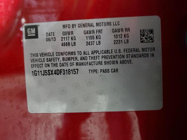 1G11J5SX4DF318157 - 2013 CHEVROLET MALIBU LTZ წითელი ფოტო 12
