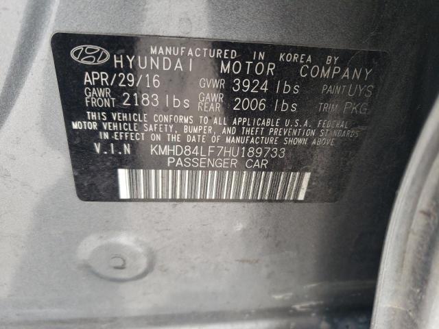 KMHD84LF7HU189733 - 2017 HYUNDAI ELANTRA SE GRAY photo 12