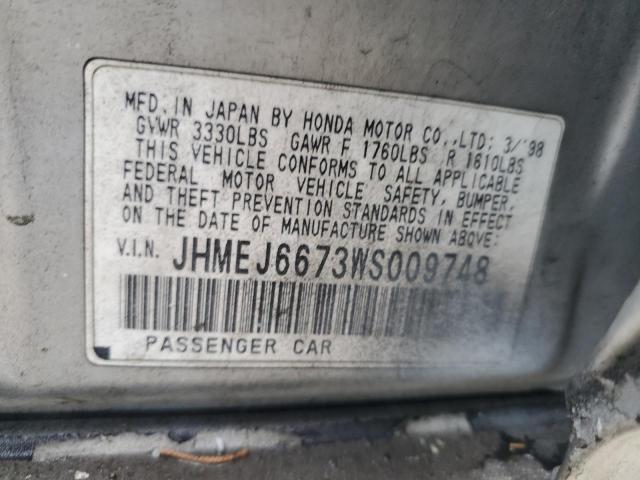 JHMEJ6673WS009748 - 1998 HONDA CIVIC LX WHITE photo 13