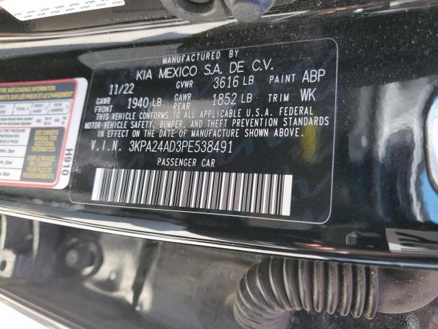 3KPA24AD3PE538491 - 2023 KIA RIO LX BLACK photo 12