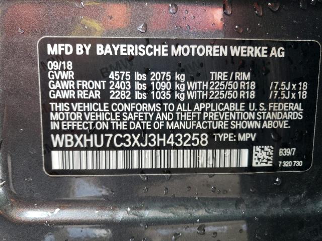 WBXHU7C3XJ3H43258 - 2018 BMW X1 SDRIVE28I GRAY photo 13