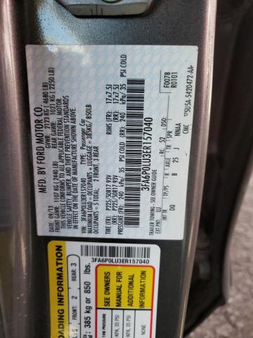 3FA6P0LU3ER157040 - 2014 FORD FUSION SE HYBRID GRAY photo 13