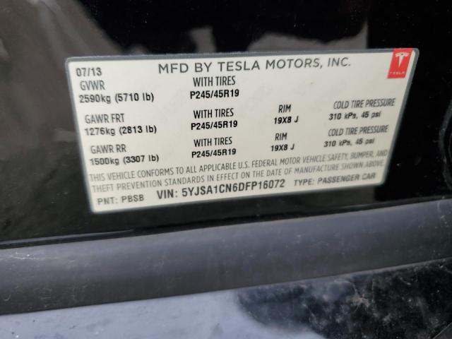 5YJSA1CN6DFP16072 - 2013 TESLA MODEL S შავი ფოტო 12