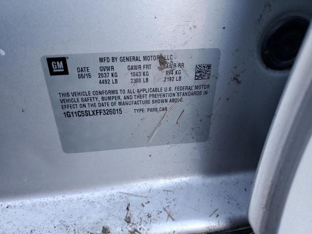 1G11C5SLXFF326015 - 2015 CHEVROLET MALIBU 1LT 银色 照片 12